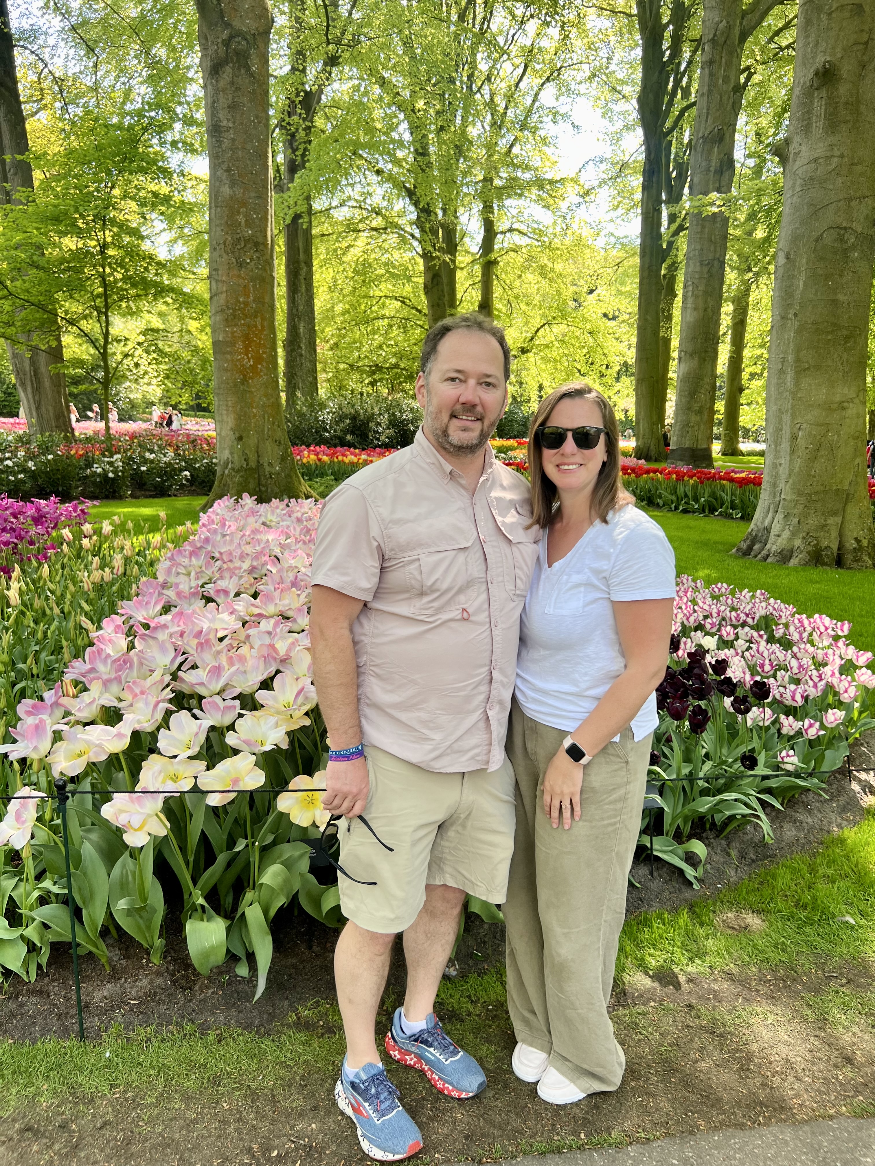 Katie and Jasper in front of Tulips