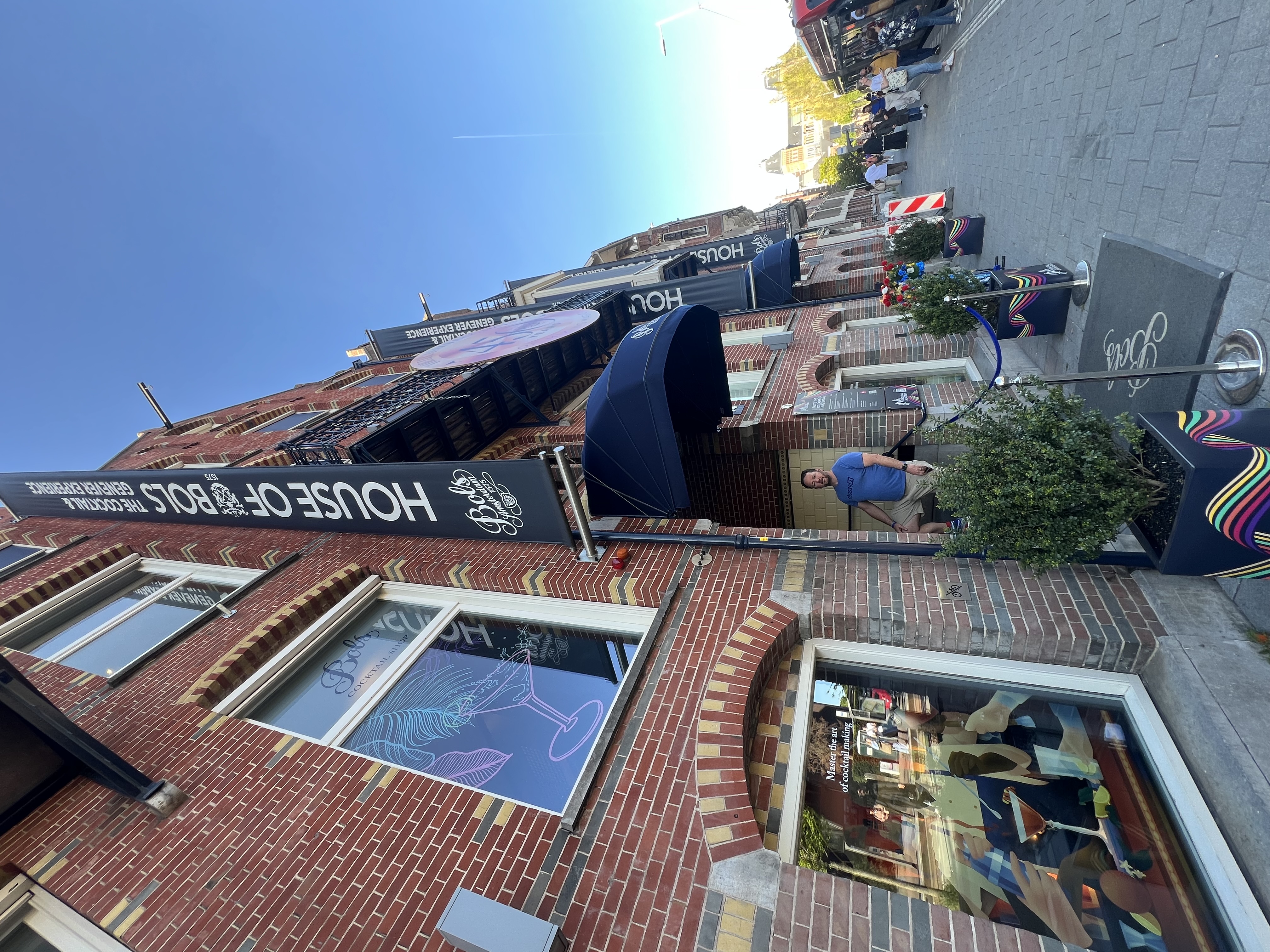 Jasper in front of Bols Brick building
